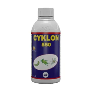 GSP Cyklon 550 Chlorpyriphos 50% + Cypermethrin 5% EC Insecticide, Use For Cotton, Paddy, Vegetables, Soyabean, Chickpeas, Pigeon Pea.